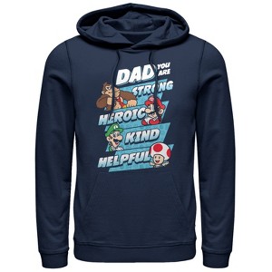 Men's Nintendo Father's Day Mario Dad Qualities Pull Over Hoodie - 1 of 3