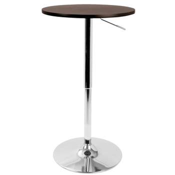 Contemporary 23.5" Adjustable Bar Height Pub Table Wood/Espresso Brown with Chrome Frame - LumiSource