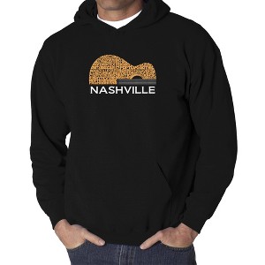 LA Pop Art Nashville Guitar - Men's Word Art Hooded Sweatshirt - 1 of 4