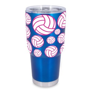 100 North 30 Ounce Stainless Steel On the Go Travel Tumbler With Push Top Lid, Volleyball Blue - 1 of 4