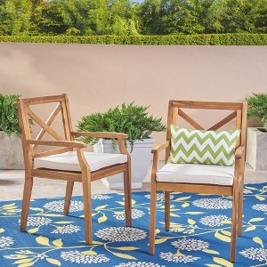 PAGED Patio Dining Chairs,Classic Outdoor Dining Chairs with Comfortable Cushions,21.2 inch Patio Armchair Suitable for Patio,Garden,2PC - 1 of 4