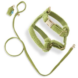 THE LICKER STORE Teddy Boucle Adjustable H Harness and Leash Walk Set with Poop Bag Pouch - 1 of 4