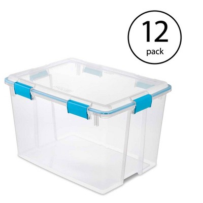 Sterilite 80 Quart Plastic Home Storage Gasket Box Container, Clear (12 Pack)