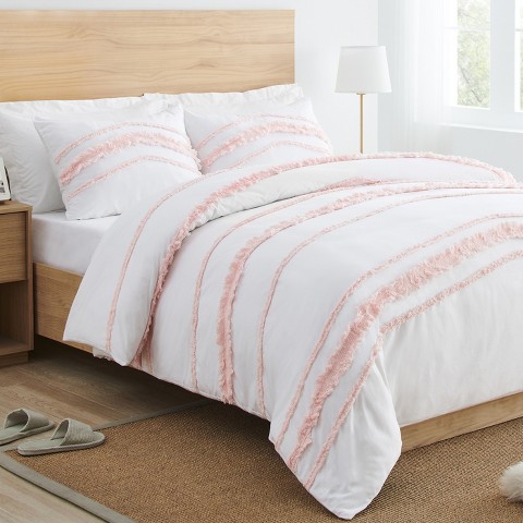 Sweet Jojo Designs Girl Full/Queen Comforter Bedding Set Boho Fringe White and Pink 3pc