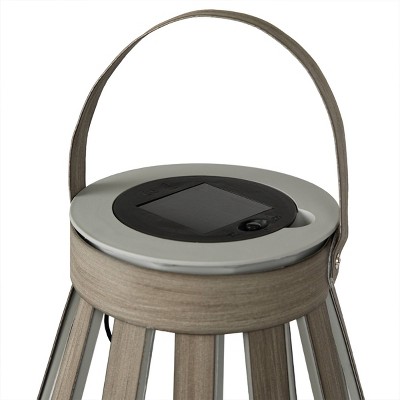 Gray Solar Decorative Plastic Lantern with LED Light, 18" Height