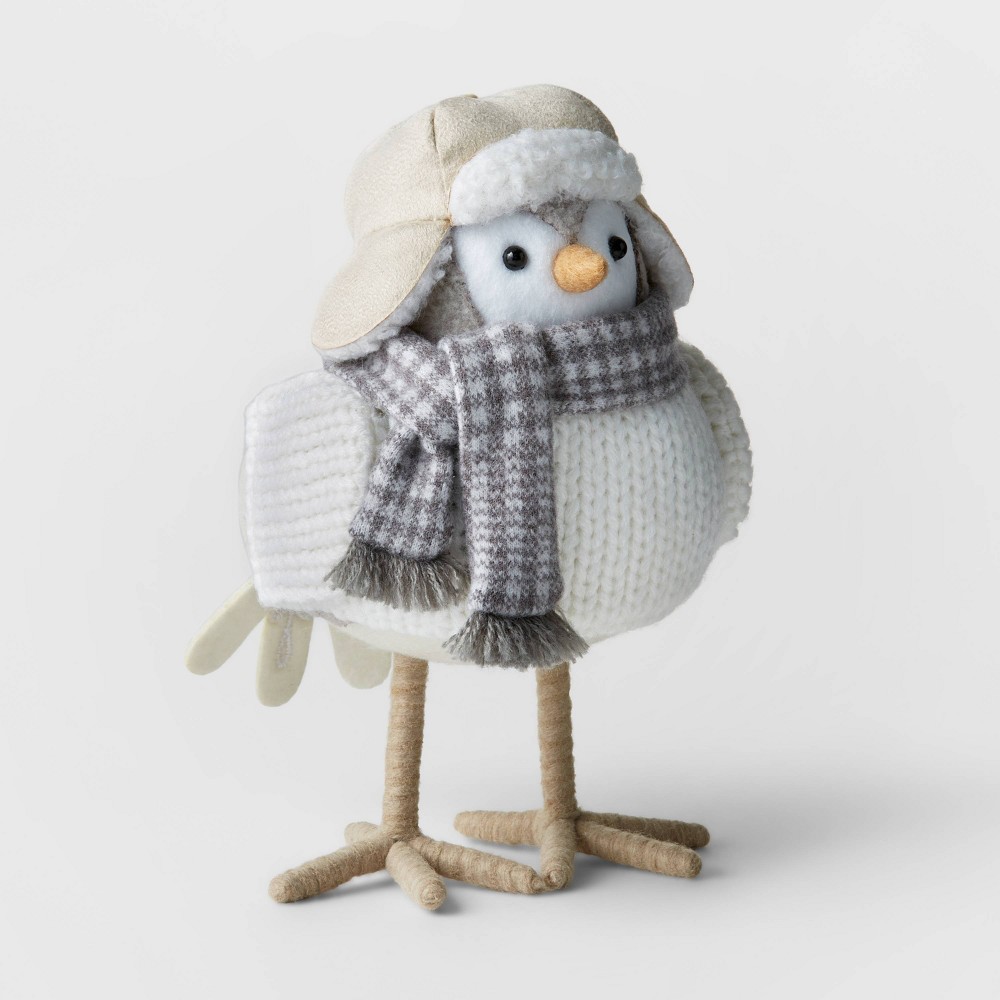 Fabric Bird with Gray Scarf Decorative Figurine - Wondershop
