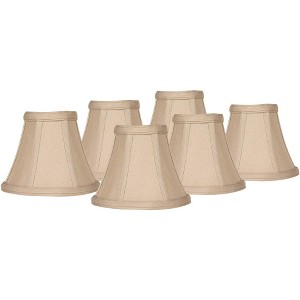 Imperial Shade Set of 6 Bell Lamp Shades Evaline Taupe Brown Fabric Small 3" Top x 6" Bottom x 5" High Candelabra Clip-On Fitting - 1 of 4