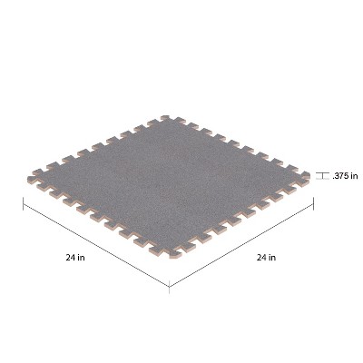 Gray 24'' x 24'' Interlocking Foam Floor Tiles with Carpet Top