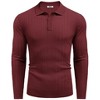 COOFANDY Knit Polo Shirts Long Sleeve Button Down Ribbed Polo Shirt Golf Shirts Navy Blue M - 4 of 4