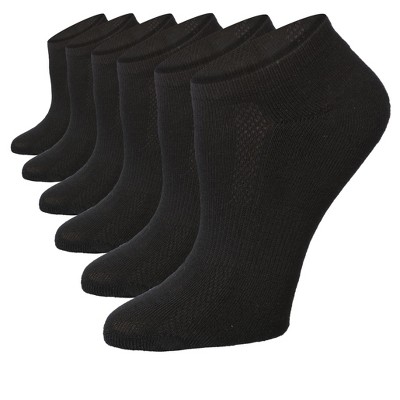 Tipi Toe Women's 6 Pack Breathable Comfort Running Dark Black Cushioned No Show Socks Women