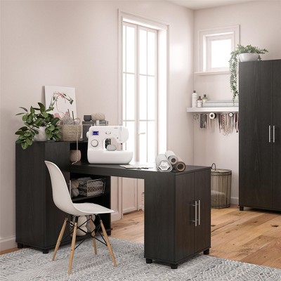 Camberly Black Oak Office Cabinet with Adjustable Shelving