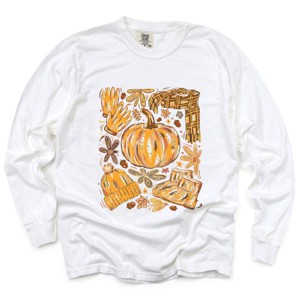 Simply Sage Market Fall Pumpkin Collage Glitter Garment Dyed Long Sleeve - 1 of 4