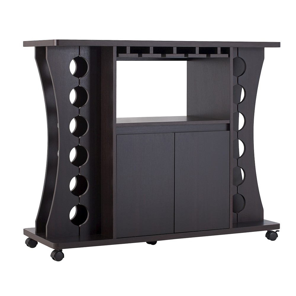 Photos - Kitchen System 24/7 Shop At Home Claren Curved Standing Wine Rack Wood/Espresso: Elegant