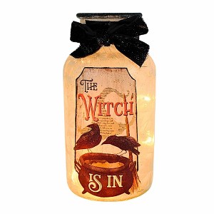 Stony Creek 6.5 Inch Hocus Pocus Small Glass Jar Lighted Halloween Lighted Glass Accent , Halloween Decor Lighted Halloween Jar (1PC) - 1 of 4