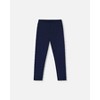 Deux par Deux Girl Organic Cotton Jersey Leggings Dark Blue with Cats - 4 of 4