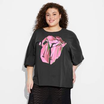 Women's The Rolling Stones Hackney Diamonds Oversized Short Sleeve Graphic T-Shirt - Black