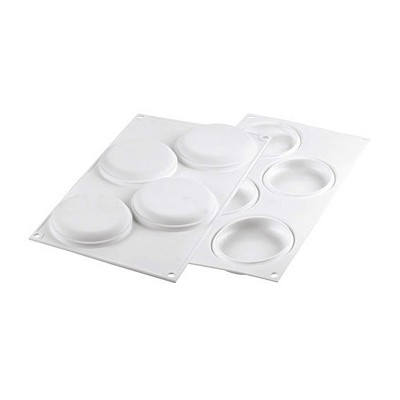 Silikomart"Kit Tarte Ring" Silicone Mold with Heat-Resistant Plastic Ring (3.94" Dia x 0.78" H, 4 Cavities)