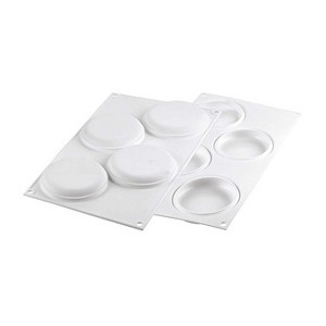Silikomart"Kit Tarte Ring" Silicone Mold with Heat-Resistant Plastic Ring (3.94" Dia x 0.78" H, 4 Cavities) - 1 of 2