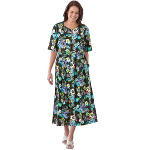 Woman Within Plus Size Button-Front Essential Dress - 1 of 4