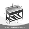 Karl Home 41.7 in. Freestanding  Stainless Steel Utility Sink with Towel Rack and Storage Shelf - 2 of 4
