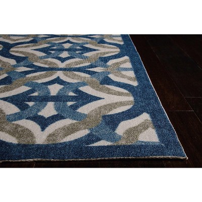 Celestial Blue and Taupe Tufted Synthetic 5' x 7' Area Rug