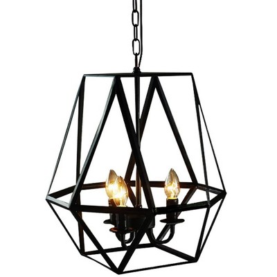 16" x 16" x 19" Shandie Antique Bronze Geometric Edison Chandelier Black - Warehouse of Tiffany