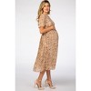 PinkBlush Beige Floral Pleated Short Sleeve Chiffon Maternity Midi Dress - 3 of 4
