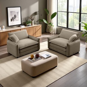 2-Piece Corduroy Deep-Seat Armrest Sofa Set - 1 of 4