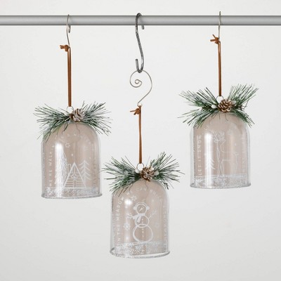 5"H Sullivans Christmas White Etched Dome Ornaments Set of 3  Multicolor