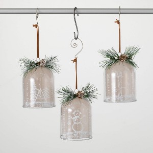 5"H Sullivans Christmas White Etched Dome Ornaments Set of 3  Multicolor - 1 of 2
