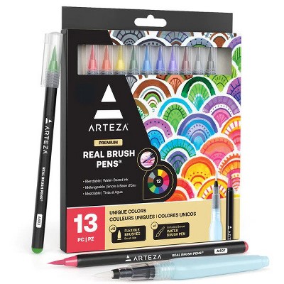 Arteza Letter Bundle With 25 Cards And Envelopes And 12 Real Brush Tip  Artist Brush Pens : Target