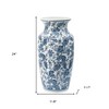 HomeRoots 24" Blue And White Chinoiserie Porcelain Urn Table Vase - 3 of 4