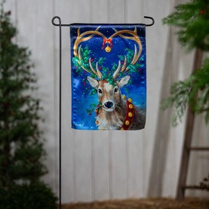 Evergreen Santa's Reindeer Lustre Garden Flag 12 x 18 Inches Indoor Outdoor Decor - 1 of 4