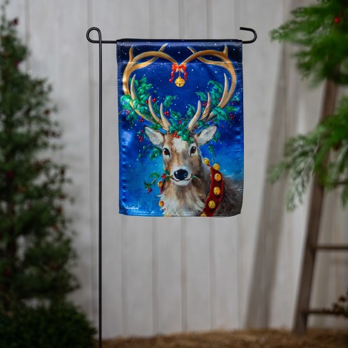 Evergreen Santa's Reindeer Lustre Garden Flag 12 x 18 Inches Indoor Outdoor Decor - image 1 of 4