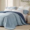 Solid Color Breathable Cooling Comforter, Ultra Soft Premium Cozy Textile Lightweight Reversible Bed Blanket for Hot Season, Blue, King/Cal King - 4 of 4
