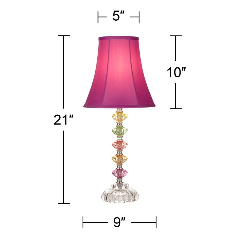 360 Lighting Bohemian Country Cottage Accent Table Lamps 21" High Set of 2 Orchid Stacked Glass Off White Bell Shade for Bedroom Living Room Bedside, 4 of 8