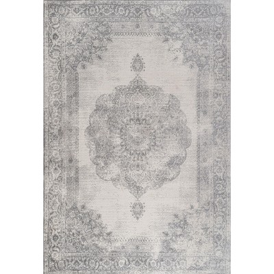 Rosalia Gray and Ivory Synthetic Medallion Area Rug