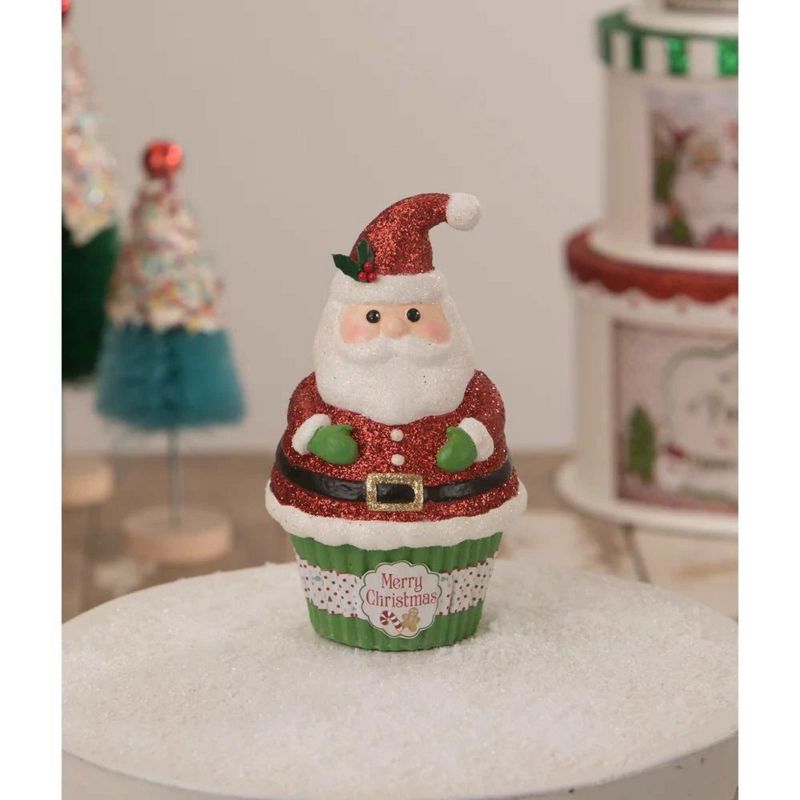 5.5 Inch Santa Claus Cupcake Container Frosting Glittered Santa Figurines, 2 of 4