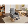 Lyngins Nursery Rocking Chair with Adjustable Footrest,Glider Rocking Chair with Side Pocket,Polyester Accent Chair for Bedroom,Living Room - 2 of 4