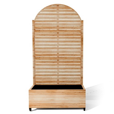 TUYOHW Metal Planter Box with Trellis, Metal Raised Garden Bed with Trellis, Garden Box for Climbing Plants, Flower