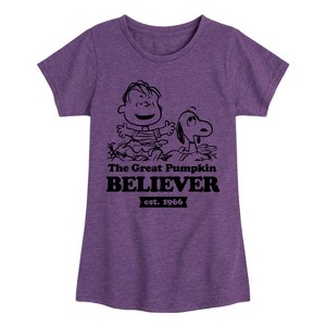 Girls' - Peanuts - The Great Pumpkin Believer Fitted Short Sleeve Graphic T-Shirt - 1 of 4