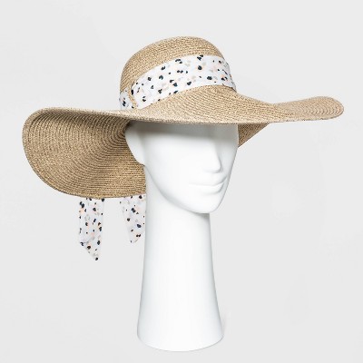 Women's Wide Brim Straw Floppy Hat - A New Day™ Natural