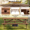 Dexmalle 8-person Wooden Outdoor Picnic Table Set w/ Umbrella Hole & Benches - 4 of 4