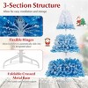 White & Blue Flocked Christmas Tree, Full Branch Tips, Fire-Resistant PVC, Hinged Design with Stable Metal Stand - 4 of 4