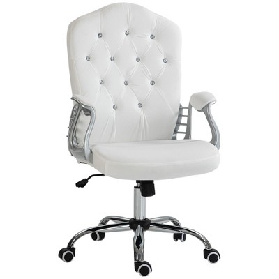 NicBex Velvet Adjustable Height Button Tufted Home Office Desk Chair with Padded Armrests and Wheels for Work Study Vanity