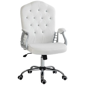 NicBex Velvet Adjustable Height Button Tufted Home Office Desk Chair with Padded Armrests and Wheels for Work Study Vanity - 1 of 4
