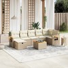 vidaXL 8 Piece Patio Sofa Set with Cushions Beige Poly Rattan - Beige without storage - 2 of 4
