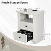 VINGLI 19.7" W Nightstand with Charging Station, White Nightstand with Drawers, Wood Night Stand - 2 of 4