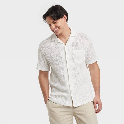 Men's Short Sleeve Crochet Camp Shirt - Goodfellow & Co™