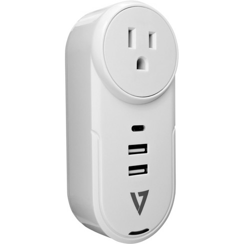 V7 1 Outlet Rotating Travel Surge 400j W Usb C 1 X Nema 5 15r 2 X Usb 1875 Va 400 J 1 V Ac 230 V Ac Input Target